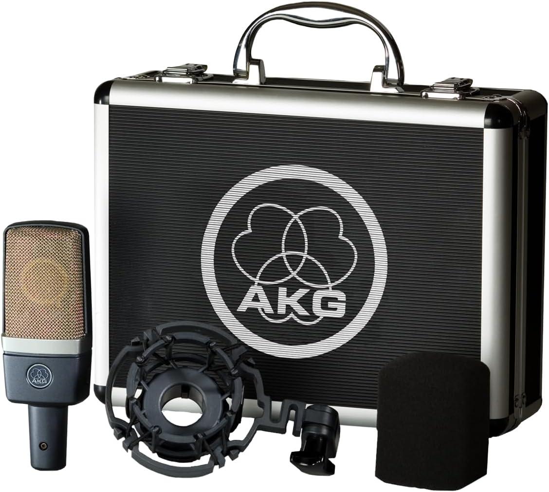 imageAKG Pro Audio C414XLS Pair Studio Grade Professional Large Diaphragm Dual Capsule MultiPattern Vocal ampamp Instrument Condenser Microphone with Aluminum Carrying Case XLR Connector Gray with GoldC214