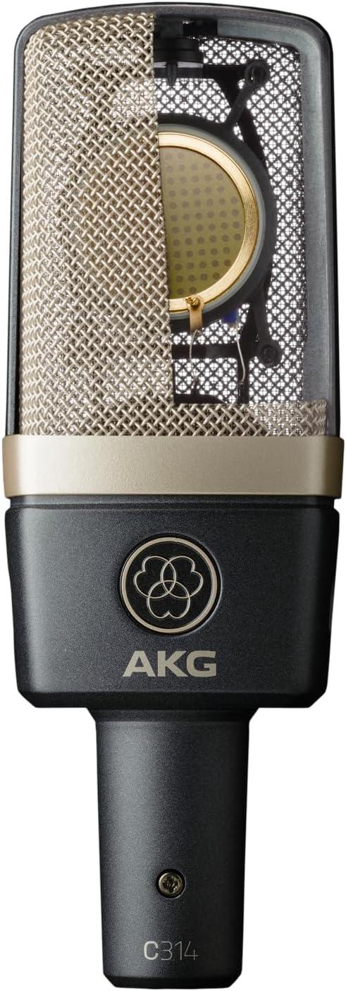 imageAKG Pro Audio C414XLS Pair Studio Grade Professional Large Diaphragm Dual Capsule MultiPattern Vocal ampamp Instrument Condenser Microphone with Aluminum Carrying Case XLR Connector Gray with GoldC314 Single
