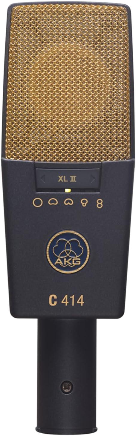 imageAKG Pro Audio C414XLS Pair Studio Grade Professional Large Diaphragm Dual Capsule MultiPattern Vocal ampamp Instrument Condenser Microphone with Aluminum Carrying Case XLR Connector Gray with GoldC414 XLII Pair