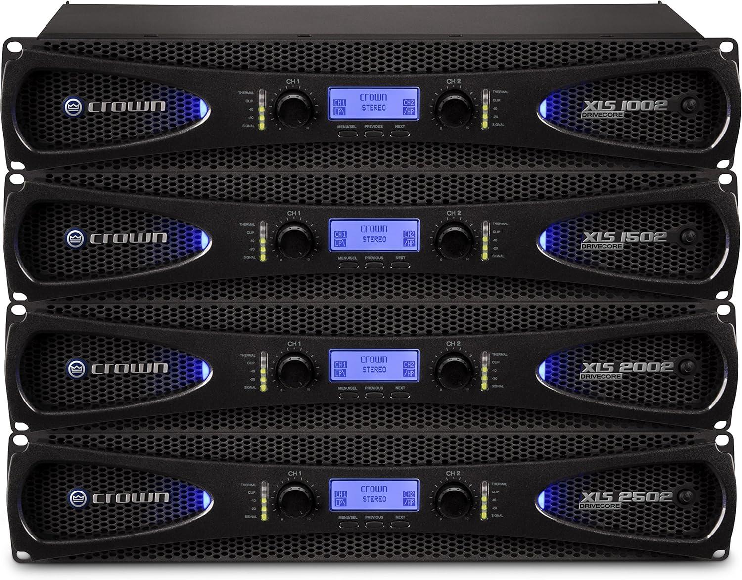 imageCrown XLS2002 2Channel Class D DriveCore Professional Power Amplifier with DSP Band Pass Filters ampamp Peakx Limiters XLRRCA Inputs 650W at 4 Ohm PureBand Crossover System Black650Watts