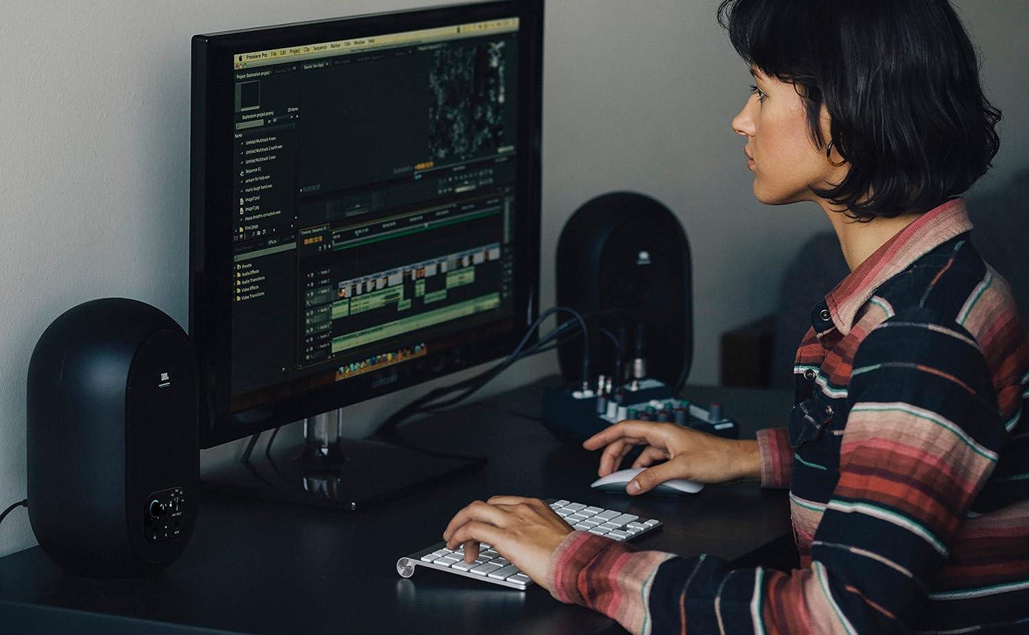 imageJBL Professional 1 Series 104BT Compact Desktop Reference Monitors with Bluetooth Black Sold as Pair 45inch SpeakerBlack