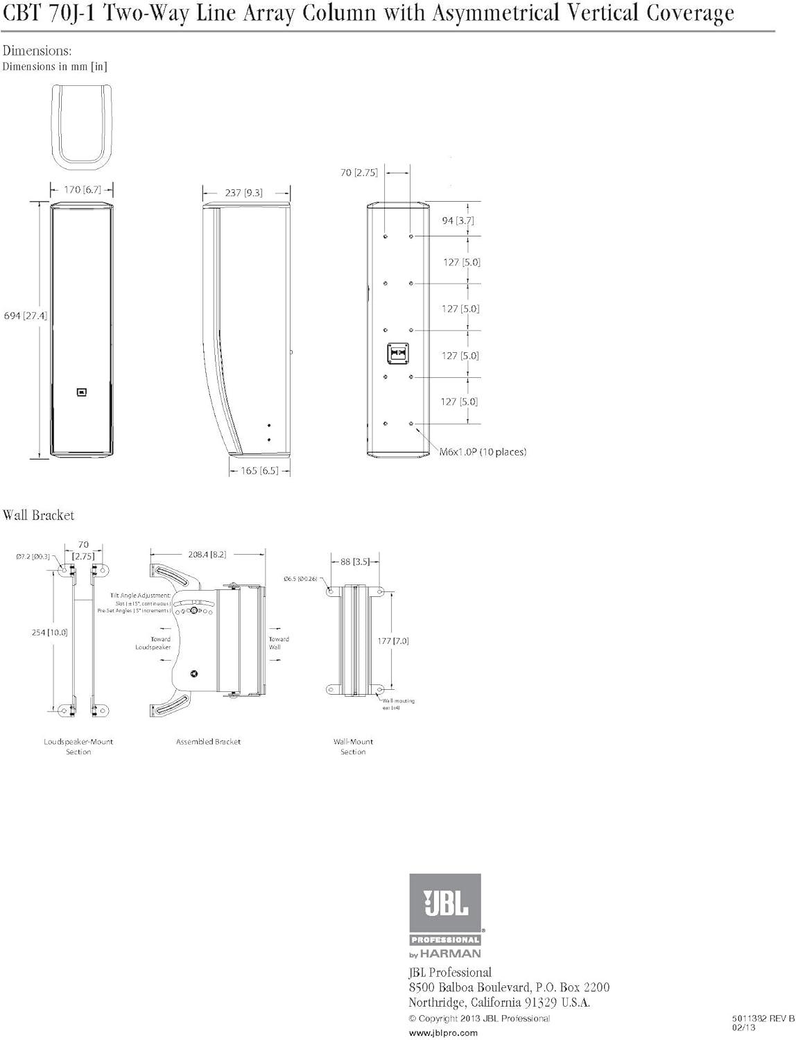 imageJBL Professional CBT 50LA1WH Compact Line Array Column Speaker with 8 2Inch Drivers 20Inches Tall WhiteWhite