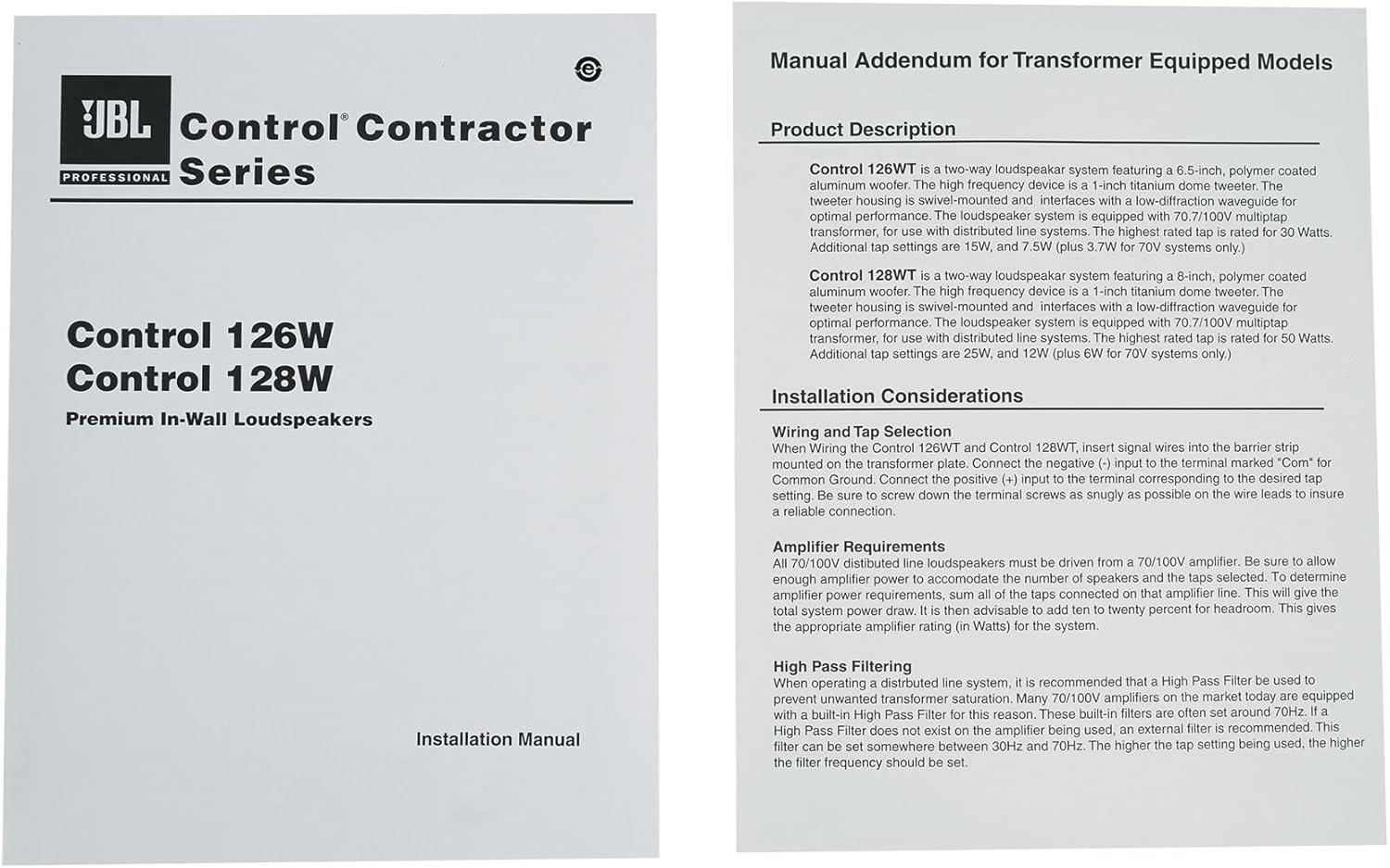 imageJBL Professional Control 128WT Premium InWall Loudspeaker with Transformer Taps Sold as Pair8Inch