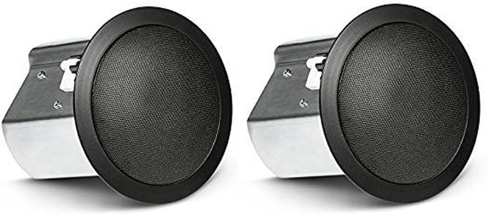 imageJBL Professional Control 12CT Compact 3Inch Full Range InCeiling Round Loudspeaker with Metal BackCan 70V or 8 Ohm Impedance Set of 2 Black Paintable GrillBlack