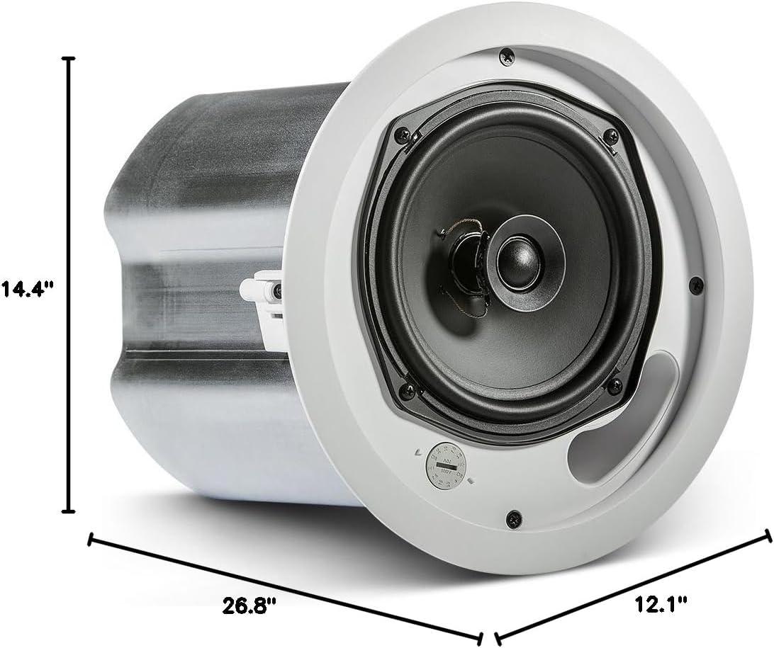 imageJBL Professional Control 12CT Compact 3Inch Full Range InCeiling Round Loudspeaker with Metal BackCan 70V or 8 Ohm Impedance Set of 2 Black Paintable GrillWhite
