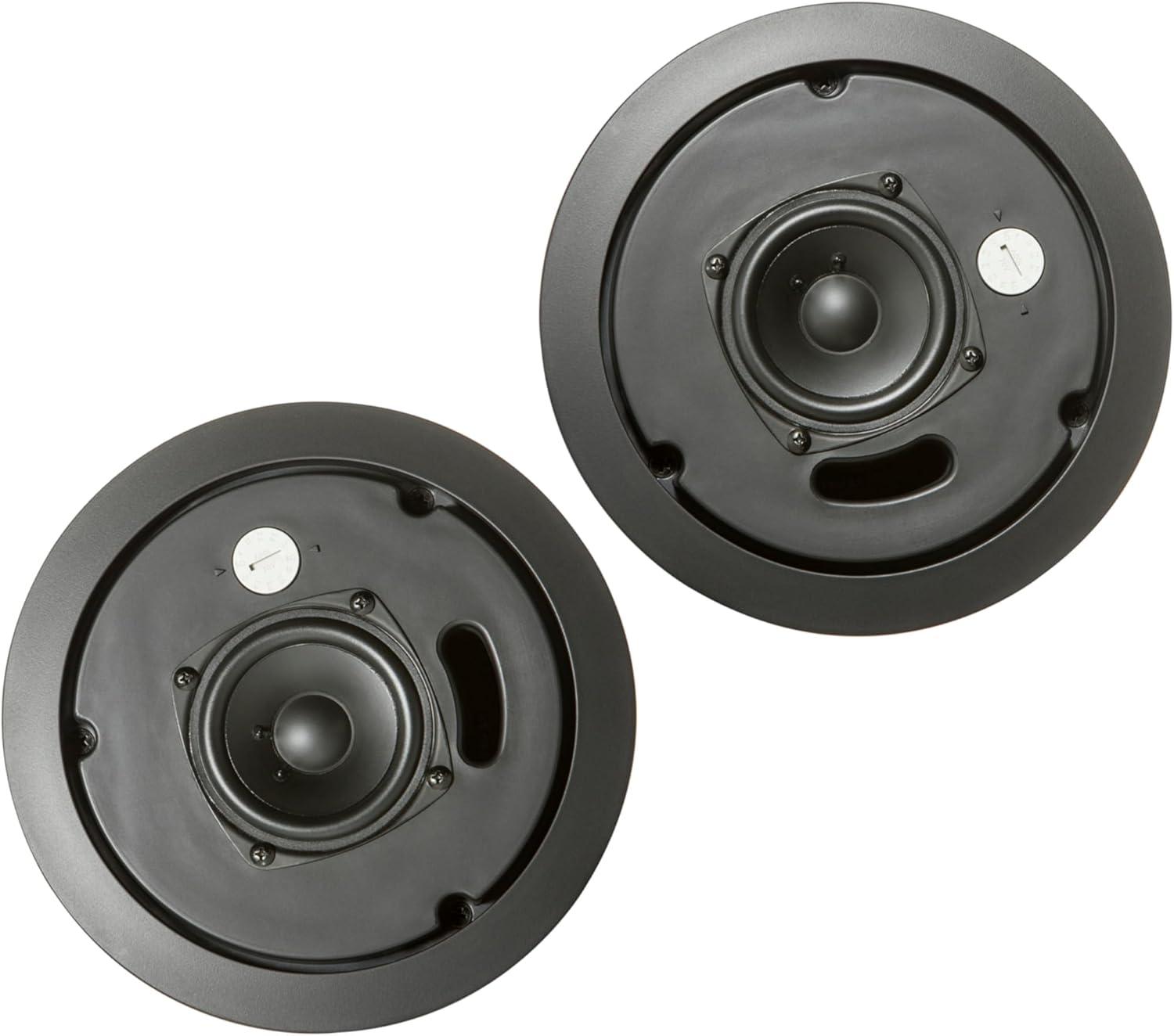 imageJBL Professional Control 12CT Compact 3Inch Full Range InCeiling Round Loudspeaker with Metal BackCan 70V or 8 Ohm Impedance Set of 2 Black Paintable GrillBlack