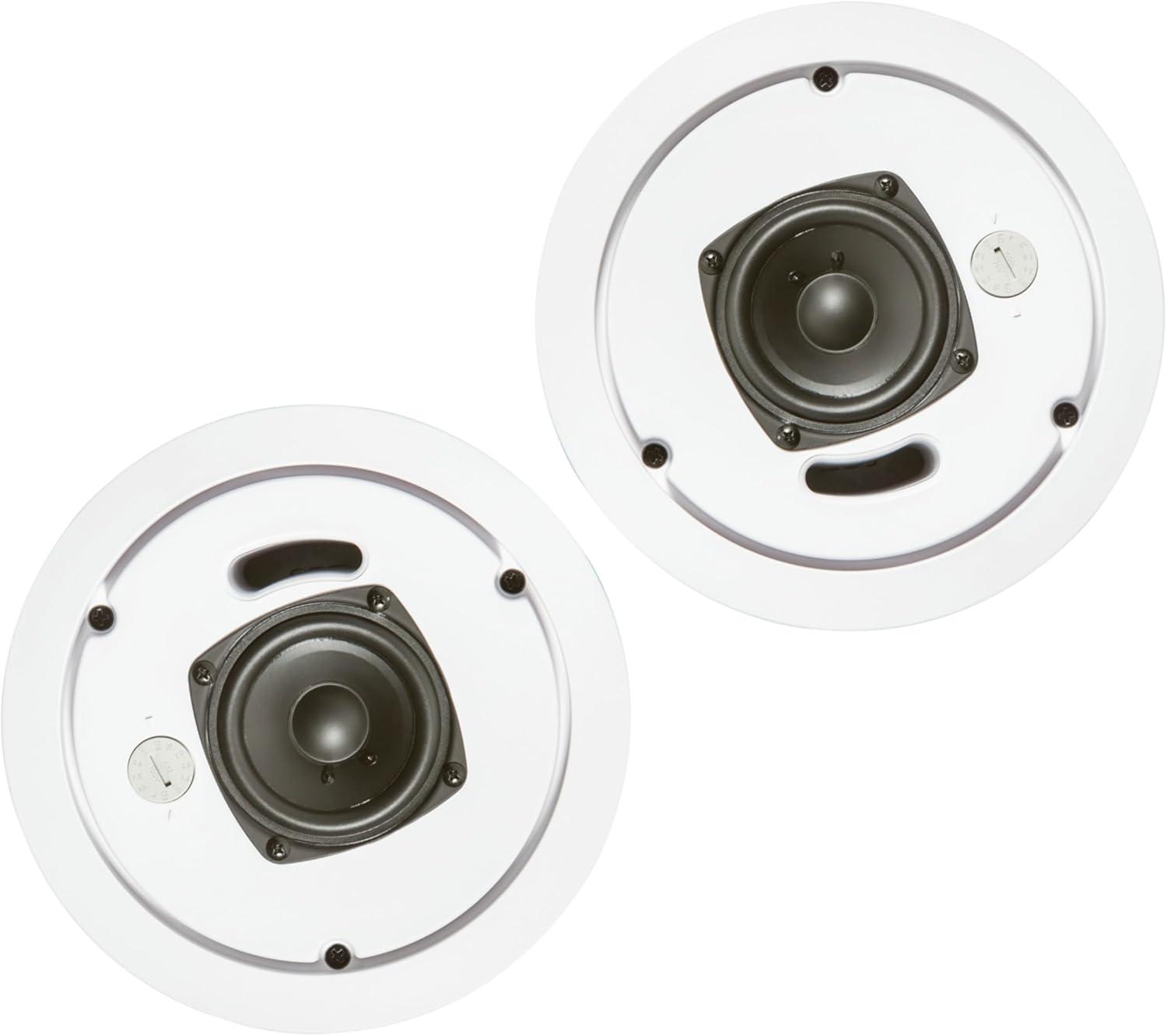 imageJBL Professional Control 12CT Compact 3Inch Full Range InCeiling Round Loudspeaker with Metal BackCan 70V or 8 Ohm Impedance Set of 2 Black Paintable GrillWhite