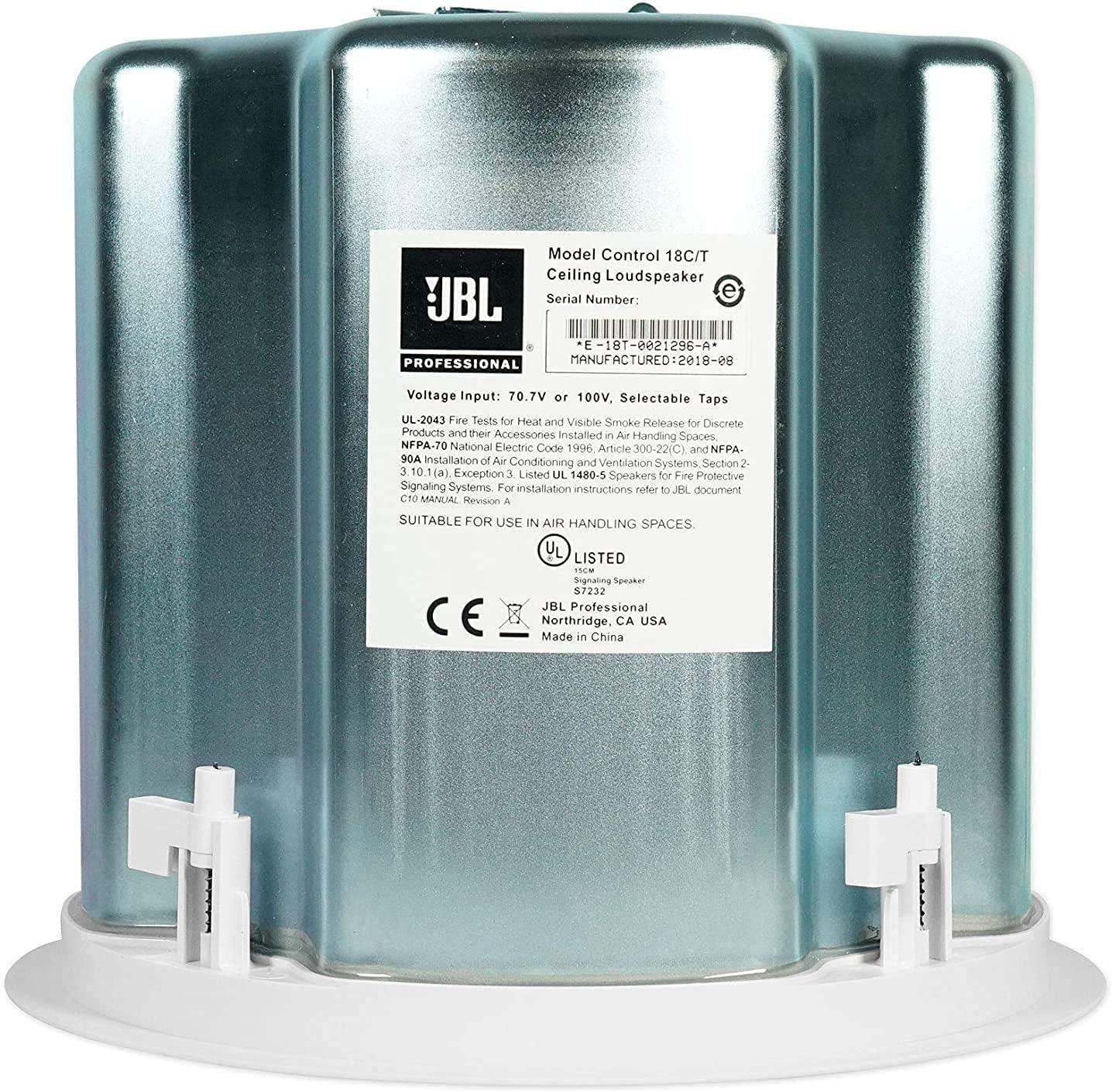 imageJBL Professional Control 12CT Compact 3Inch Full Range InCeiling Round Loudspeaker with Metal BackCan 70V or 8 Ohm Impedance Set of 2 Black Paintable GrillWhite