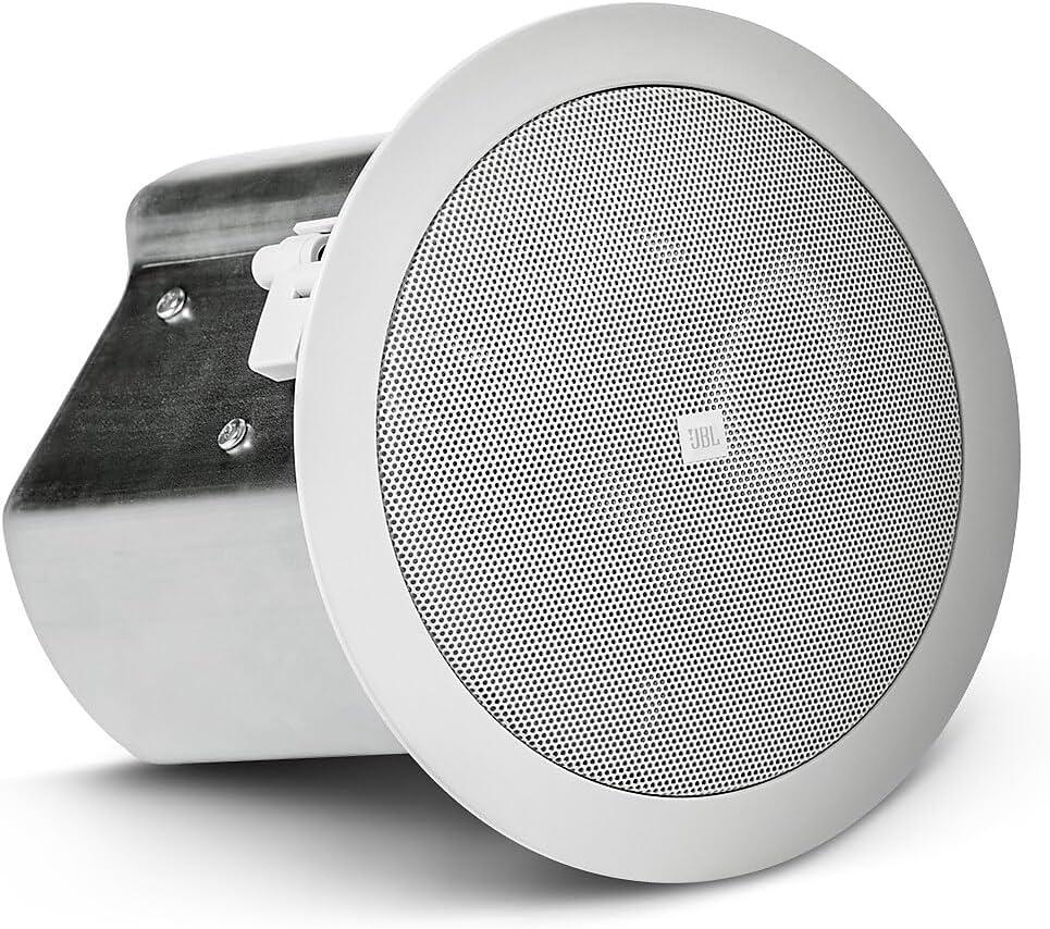 imageJBL Professional Control 12CT Compact 3Inch Full Range InCeiling Round Loudspeaker with Metal BackCan 70V or 8 Ohm Impedance Set of 2 Black Paintable GrillWhite