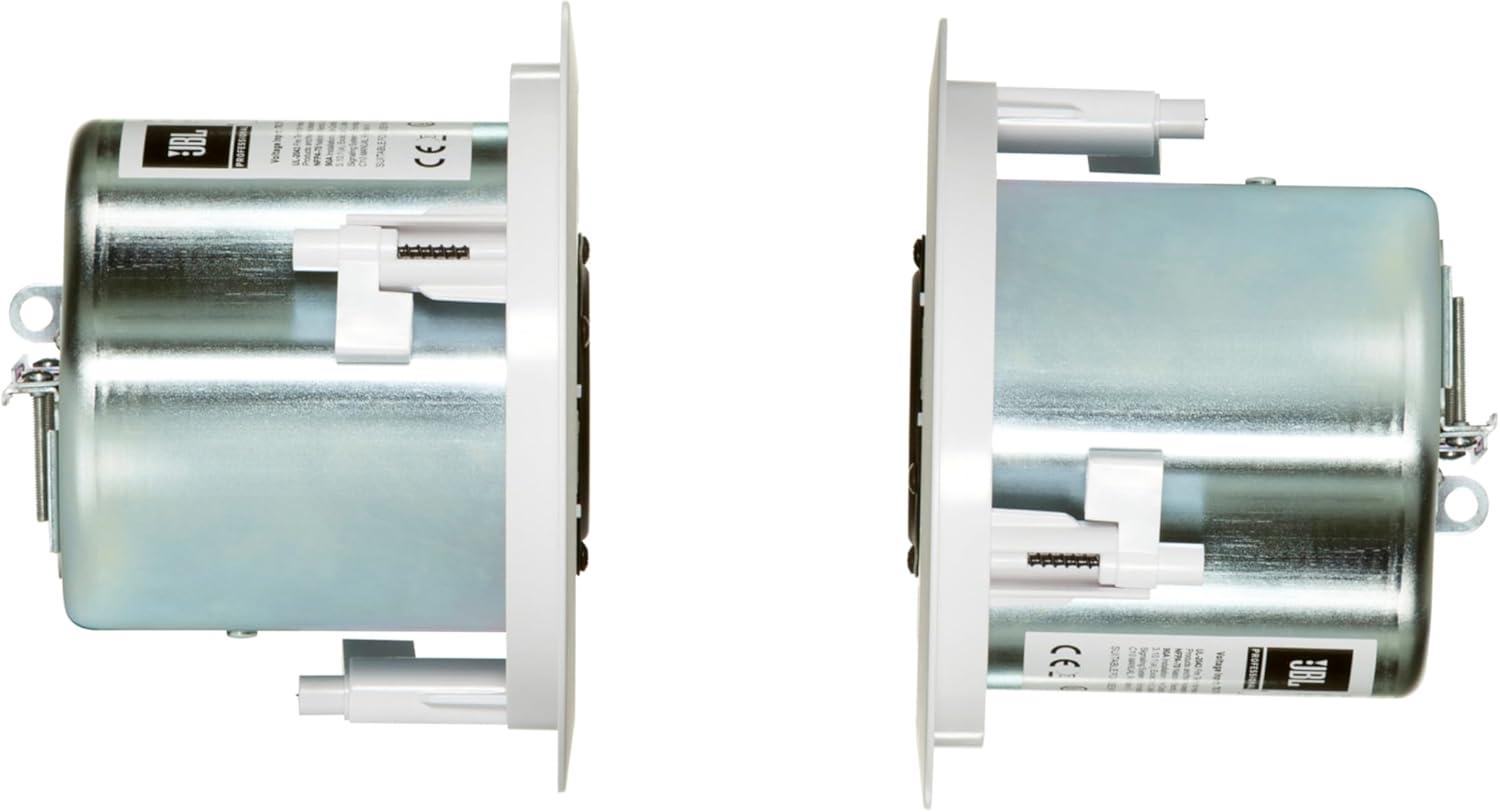 imageJBL Professional Control 12CT Compact 3Inch Full Range InCeiling Round Loudspeaker with Metal BackCan 70V or 8 Ohm Impedance Set of 2 Black Paintable GrillWhite