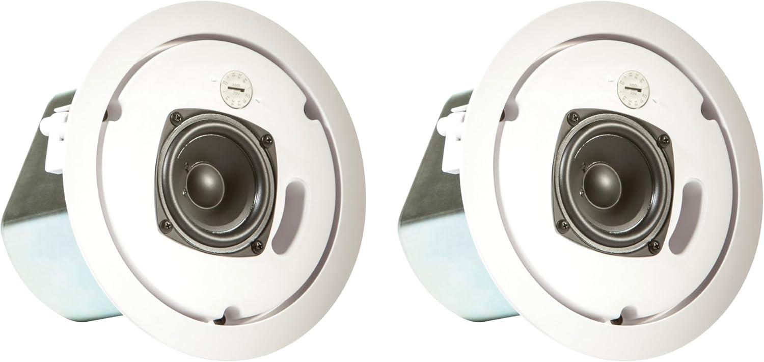 imageJBL Professional Control 12CT Compact 3Inch Full Range InCeiling Round Loudspeaker with Metal BackCan 70V or 8 Ohm Impedance Set of 2 Black Paintable GrillWhite
