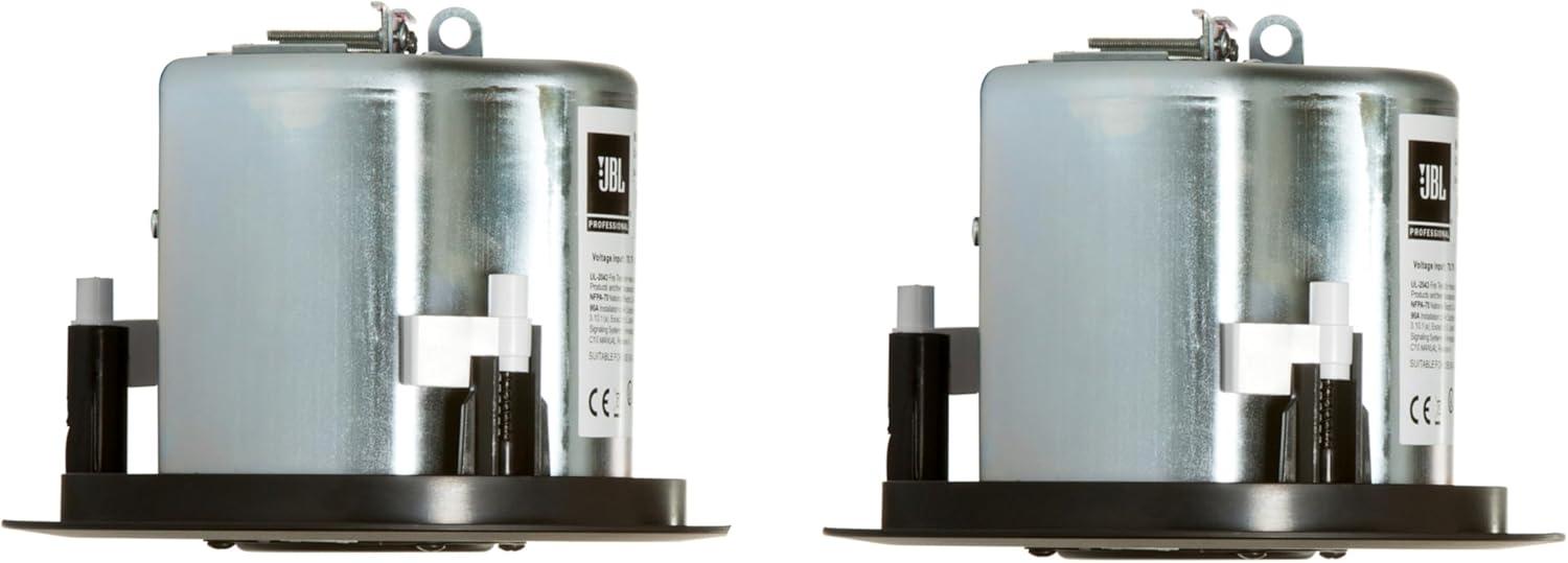 imageJBL Professional Control 12CT Compact 3Inch Full Range InCeiling Round Loudspeaker with Metal BackCan 70V or 8 Ohm Impedance Set of 2 Black Paintable GrillBlack