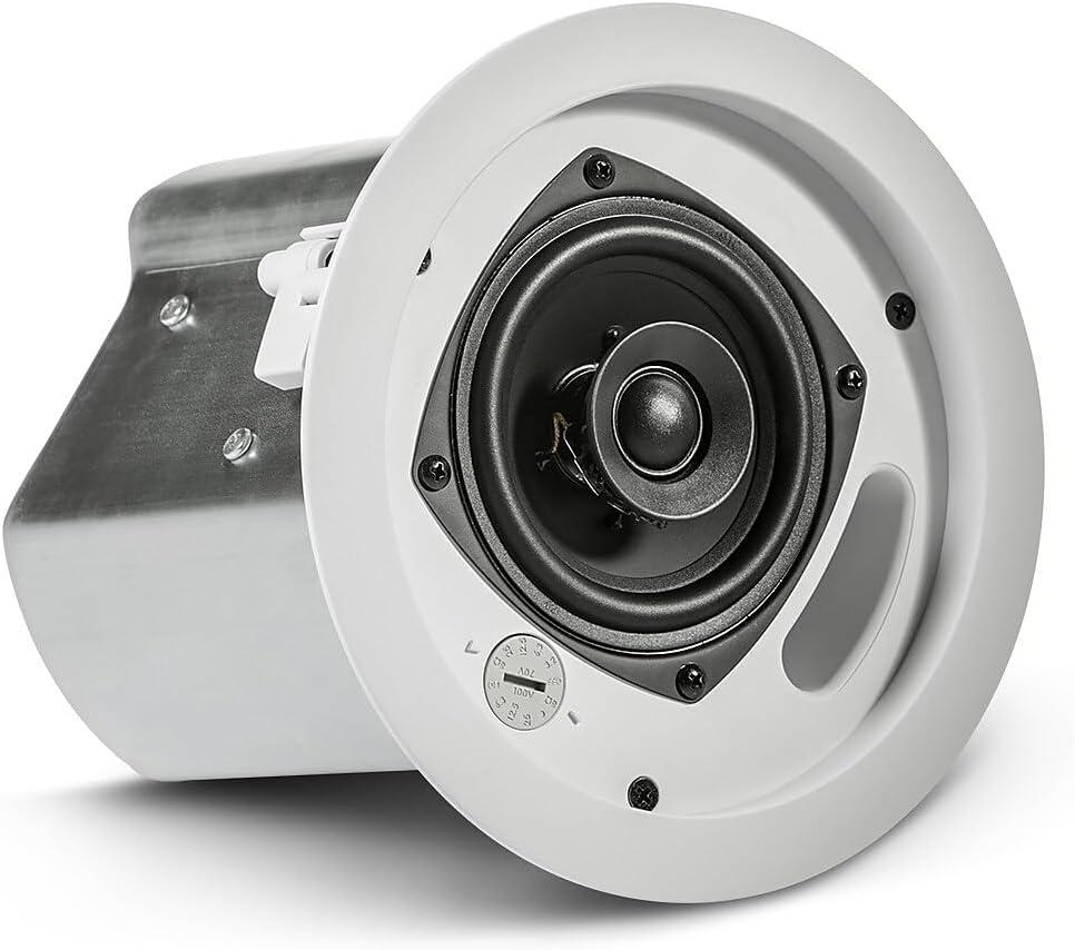 imageJBL Professional Control 12CT Compact 3Inch Full Range InCeiling Round Loudspeaker with Metal BackCan 70V or 8 Ohm Impedance Set of 2 Black Paintable GrillWhite