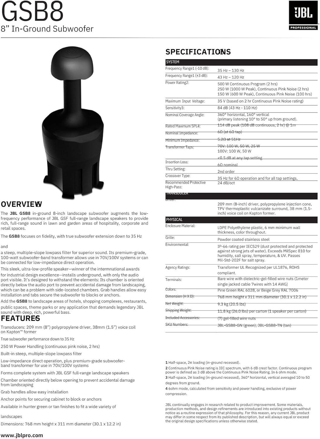 imageJBL Professional Control 85M Wired TwoWay Coaxial Mushroom Style Outdoor Landscape Waterproof Speaker 525Inch 360 Degree Sound Sold Individually GreenTan