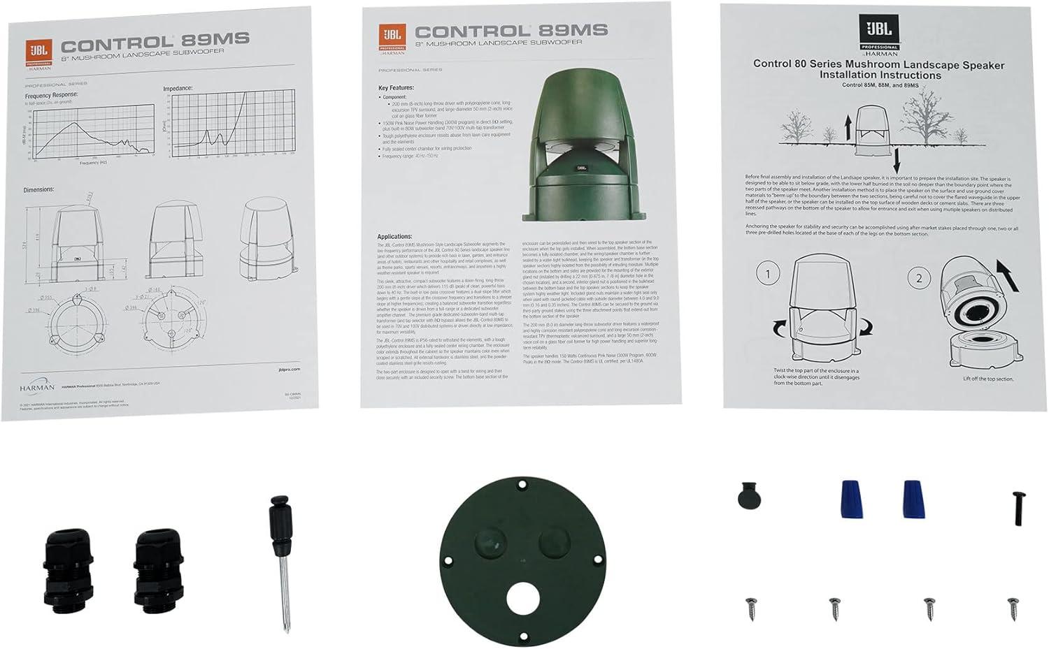 imageJBL Professional Control 85M Wired TwoWay Coaxial Mushroom Style Outdoor Landscape Waterproof Speaker 525Inch 360 Degree Sound Sold Individually GreenGreen