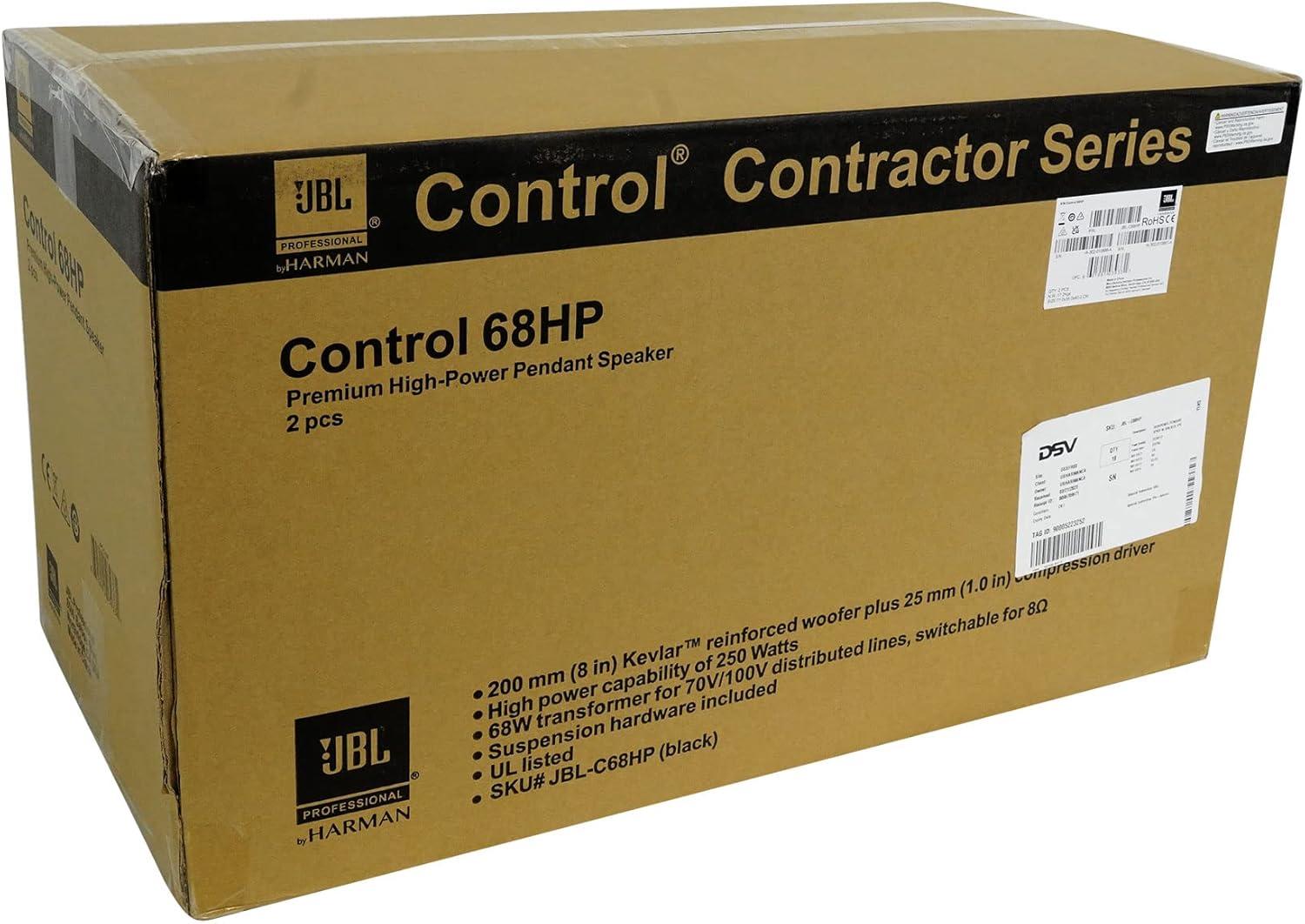 imageJBL Professional JBLC68HPWH HighPower TwoWay Pendant Loudspeaker Switchable Operation 8 Ohm or 70V One Pair WhiteBlack