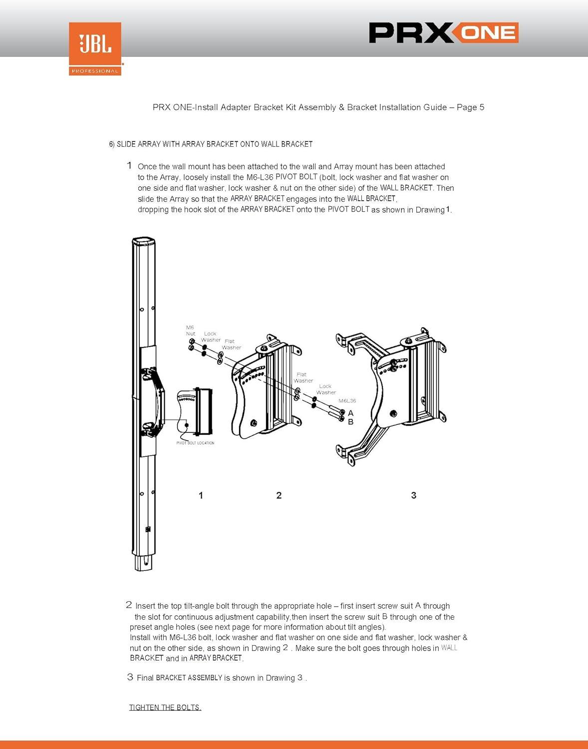 imageJBL Professional PRX ONE Install Bracket and Adapter Kit Wall Mount