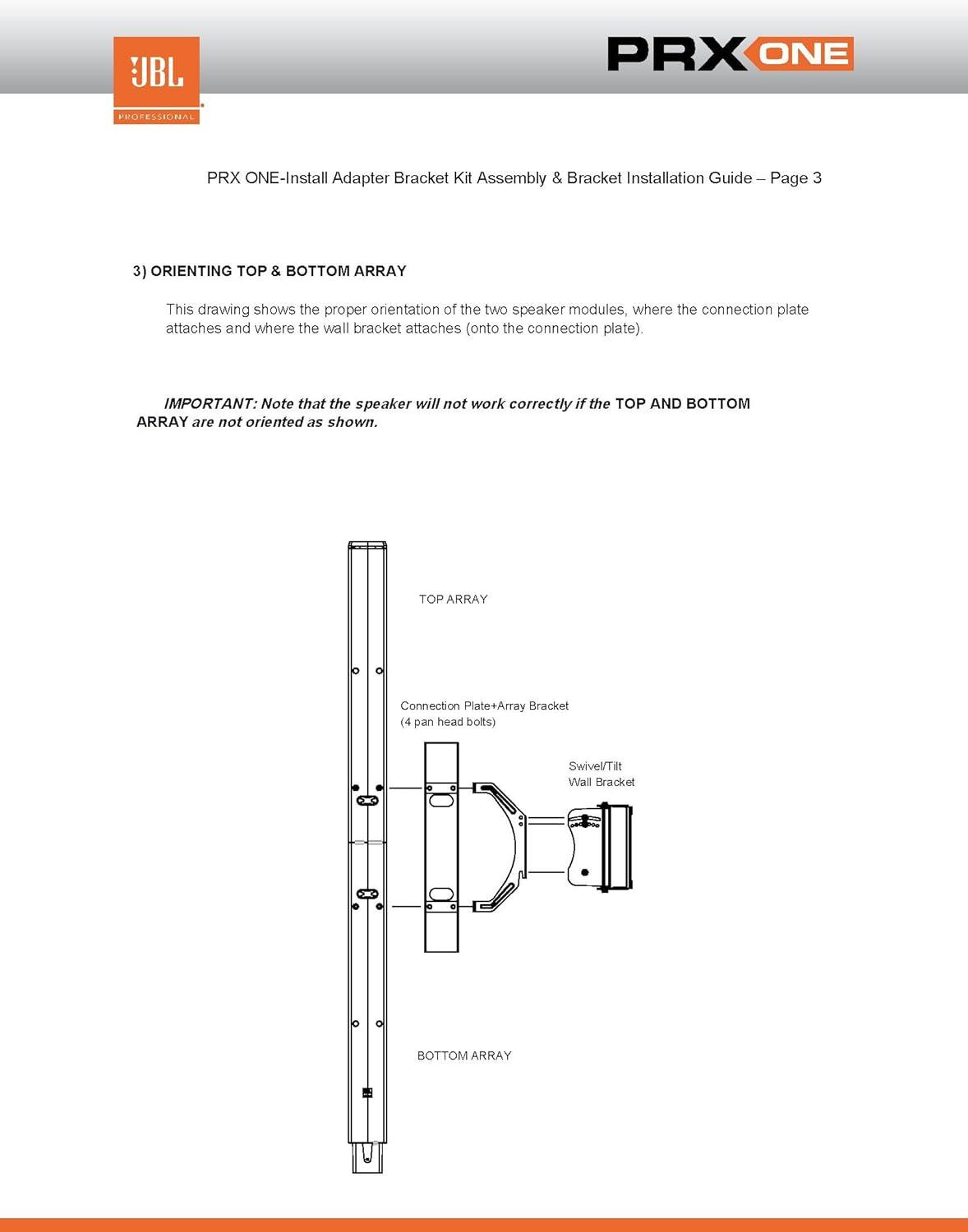 imageJBL Professional PRX ONE Install Bracket and Adapter Kit Wall Mount
