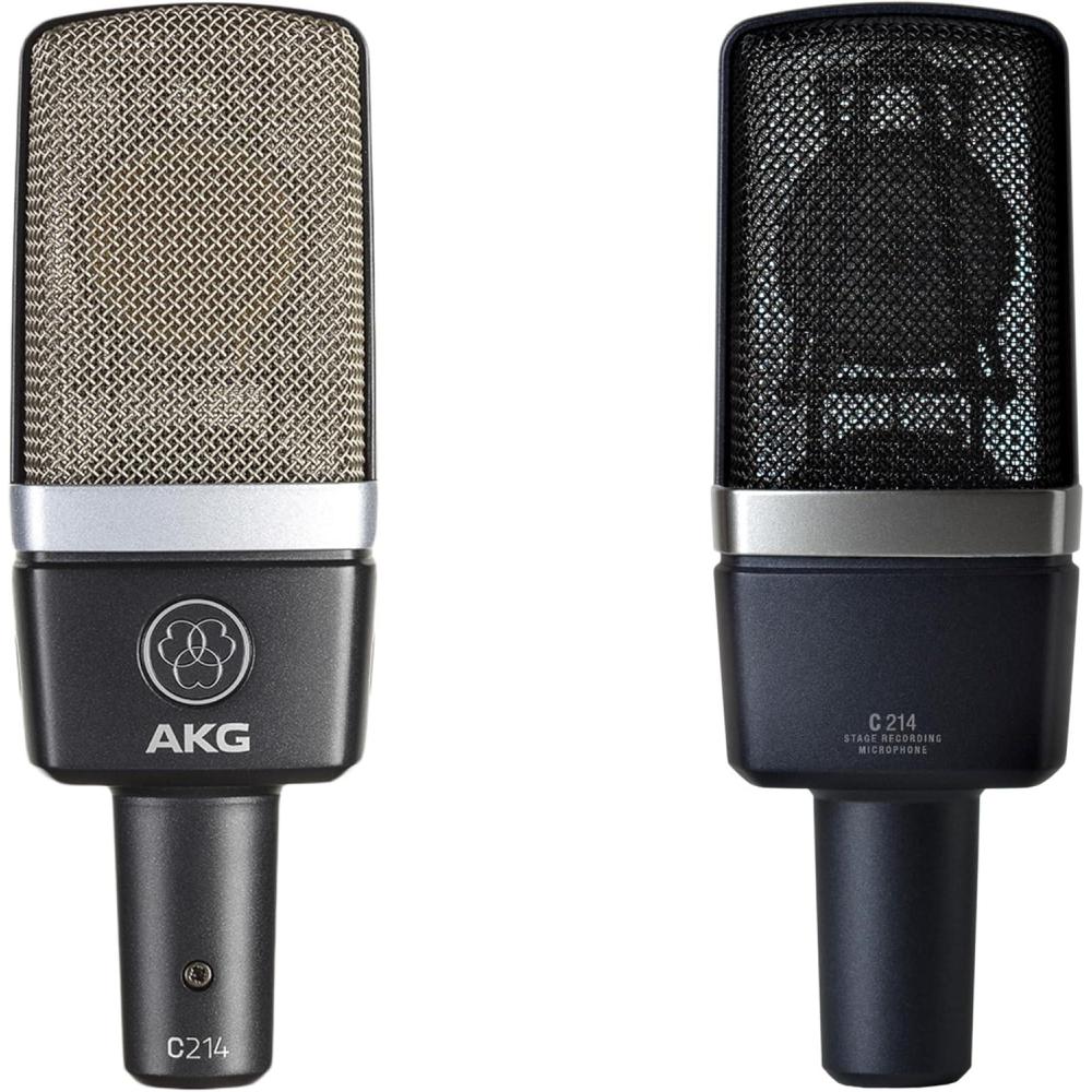 imageAKG Pro Audio C414XLS Pair Studio Grade Professional Large Diaphragm Dual Capsule MultiPattern Vocal ampamp Instrument Condenser Microphone with Aluminum Carrying Case XLR Connector Gray with GoldC214 Pair