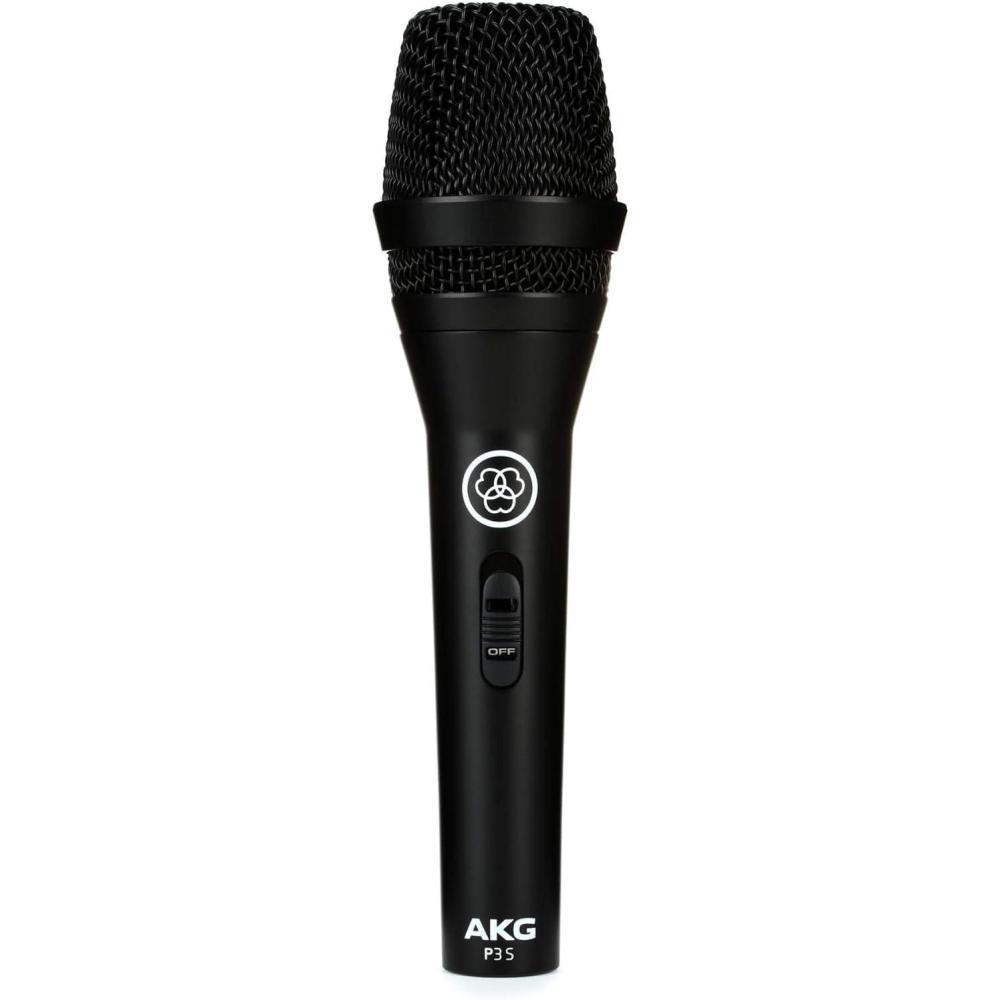 imageAKG Pro Audio P3S HighPerformance Cardioid Dynamic Vocal Microphone with OnOff Switch XLR Connector Professional Studio ampamp Live Performance Cardioid Mic for Live Vocals and Recording Black