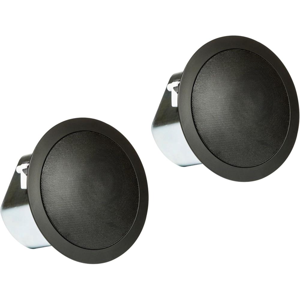 imageJBL Professional Control 12CT Compact 3Inch Full Range InCeiling Round Loudspeaker with Metal BackCan 70V or 8 Ohm Impedance Set of 2 Black Paintable GrillBlack