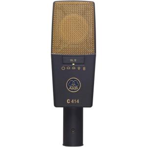 AKG Pro Audio C414XLS Pair Studio Grade Professional Large Diaphragm, Dual Capsule, Multi-Pattern, Vocal & Instrument Condenser Microphone with Aluminum Carrying Case. XLR Connector. Gray with Gold.(C414 XLII Single)
