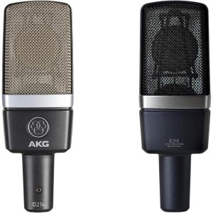 AKG Pro Audio C414XLS Pair Studio Grade Professional Large Diaphragm, Dual Capsule, Multi-Pattern, Vocal & Instrument Condenser Microphone with Aluminum Carrying Case. XLR Connector. Gray with Gold.(C214 Pair)