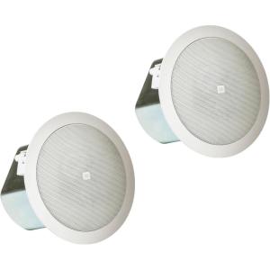 JBL Professional Control 12C/T Compact 3-Inch Full Range, In-Ceiling Round Loudspeaker with Metal Back-Can, 70V or 8 Ohm Impedance. Set of 2. Black, Paintable Grill(White)